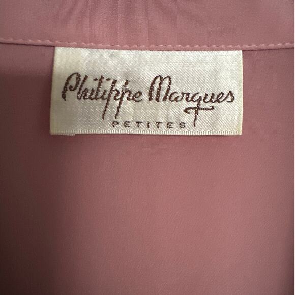 Vintage Philippe Marques Pink Sweater Top Embellished Gold Beads 12 Petite - Picture 2 of 7